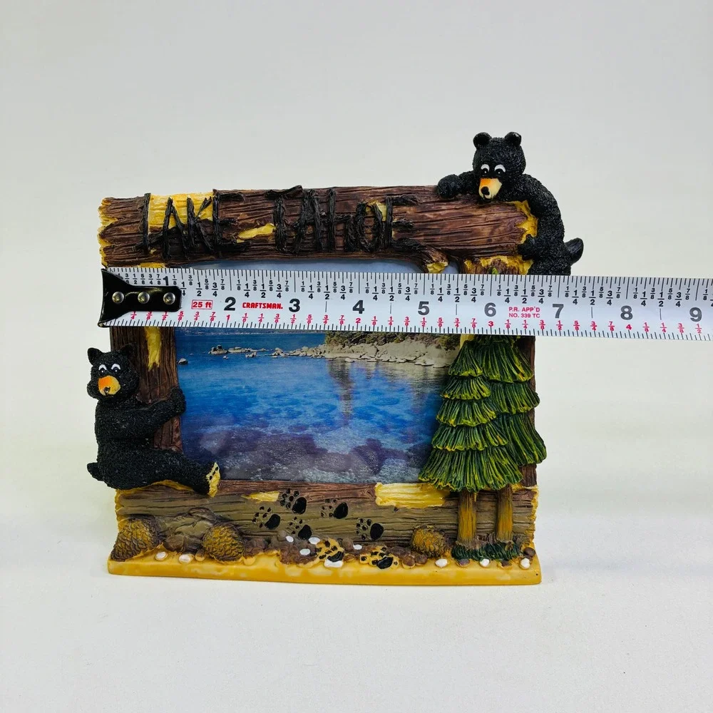 Lake Tahoe 3D Black Bear Rustic Log Resin Picture Frame Souvenir Cabin Decor 4x6